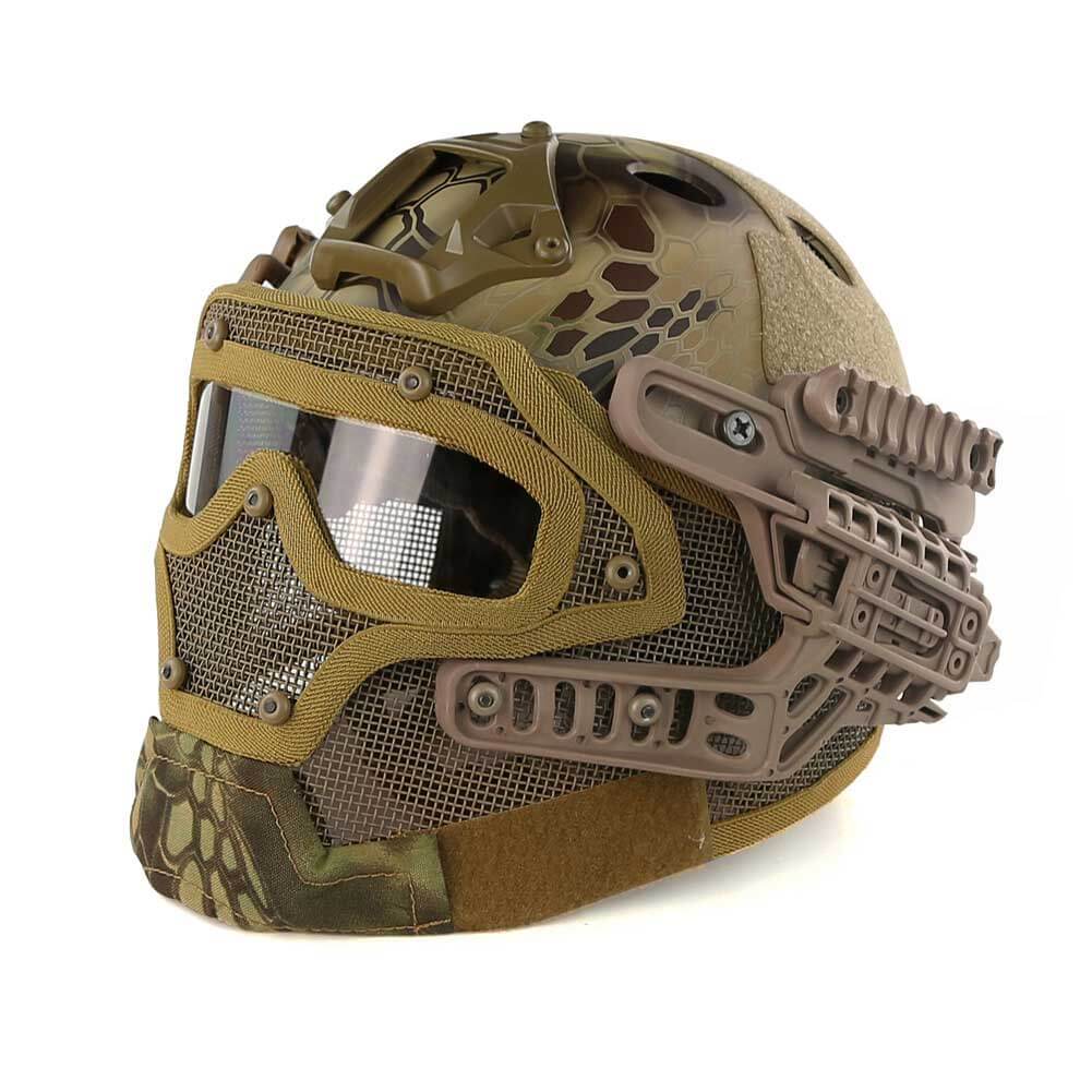 PJ Fast Tactical Helmet With Goggles & Face Mask - ABS Airsoft Paintball Protection